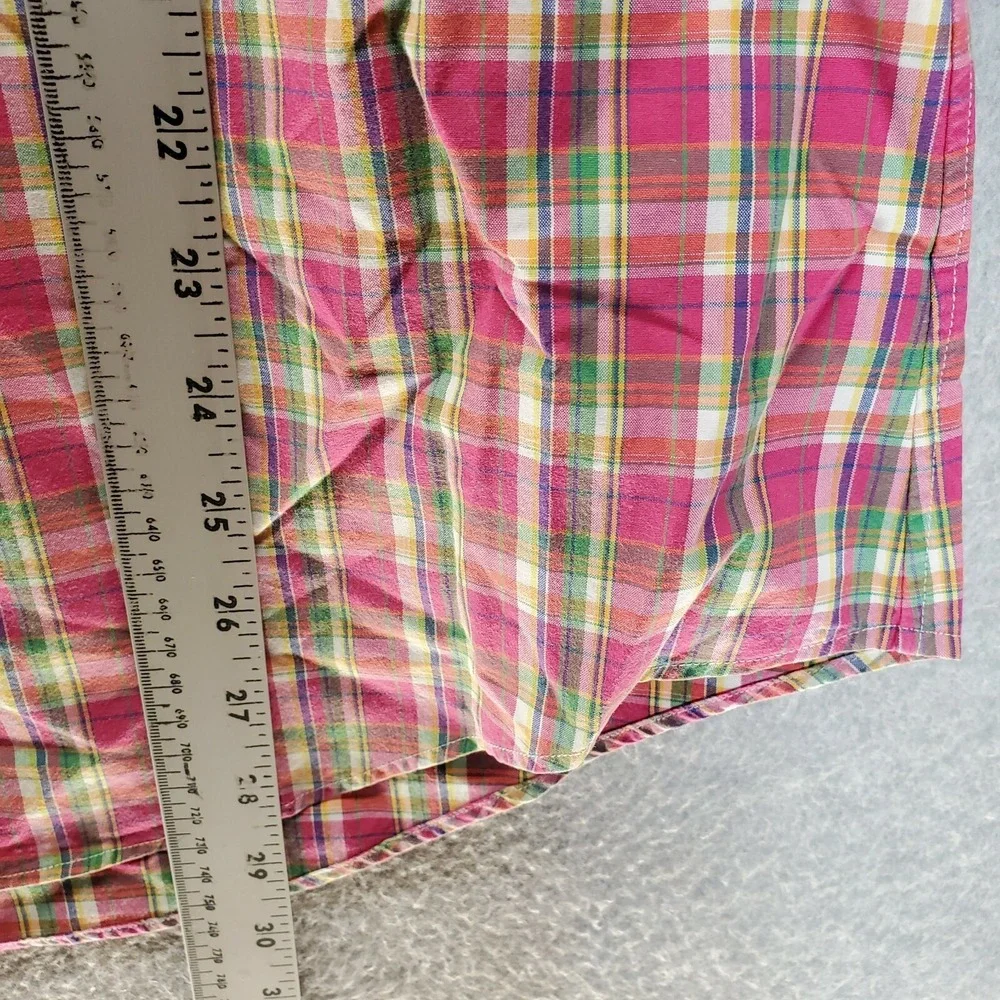 Ralph Lauren Men Button Up Medium Pink Plaid Custom Fit Tartan Long Sleeve